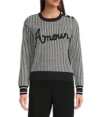 KARL LAGERFELD PARIS Textured Knit Amour Crew Neck Long Sleeve Sweater