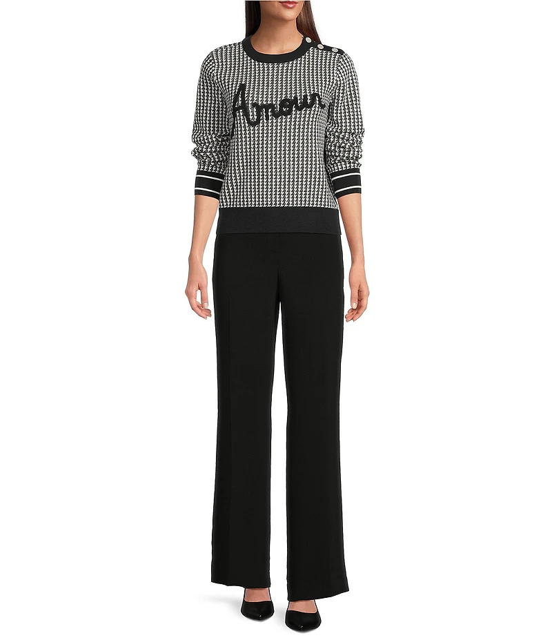 KARL LAGERFELD PARIS Textured Knit Amour Crew Neck Long Sleeve Sweater