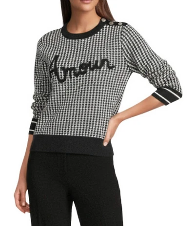 KARL LAGERFELD PARIS Textured Knit Amour Crew Neck Long Sleeve Sweater