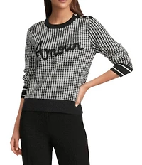 KARL LAGERFELD PARIS Textured Knit Amour Crew Neck Long Sleeve Sweater