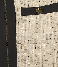 KARL LAGERFELD PARIS Coordinating Tweed Contrast Trim A-Line Skirt