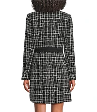 KARL LAGERFELD PARIS Tweed Crew Neck Long Sleeve Coordinating Topper Jacket