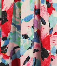 KARL LAGERFELD PARIS Tweed Floral Print Point Collar Neck Sleeveless Tie Waist Shirt Dress