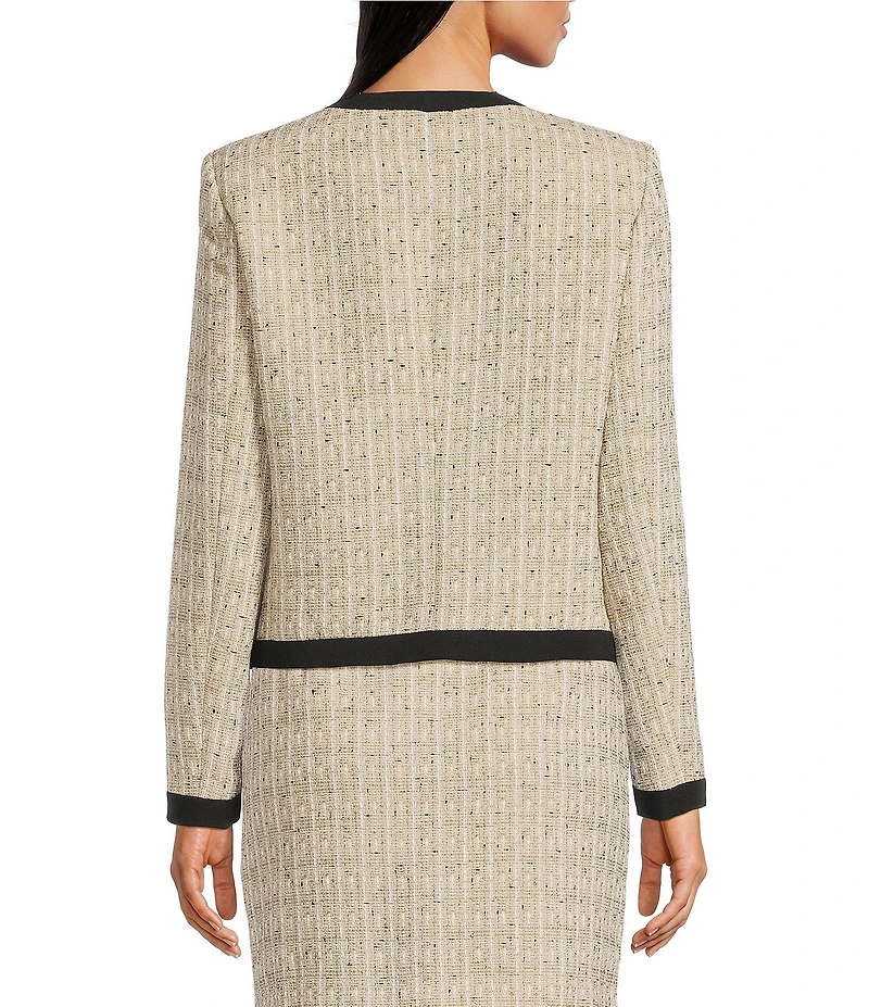 KARL LAGERFELD PARIS Coordinating Tweed Open Front Framed Jacket