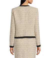 KARL LAGERFELD PARIS Coordinating Tweed Open Front Framed Jacket