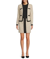 KARL LAGERFELD PARIS Coordinating Tweed Open Front Framed Jacket