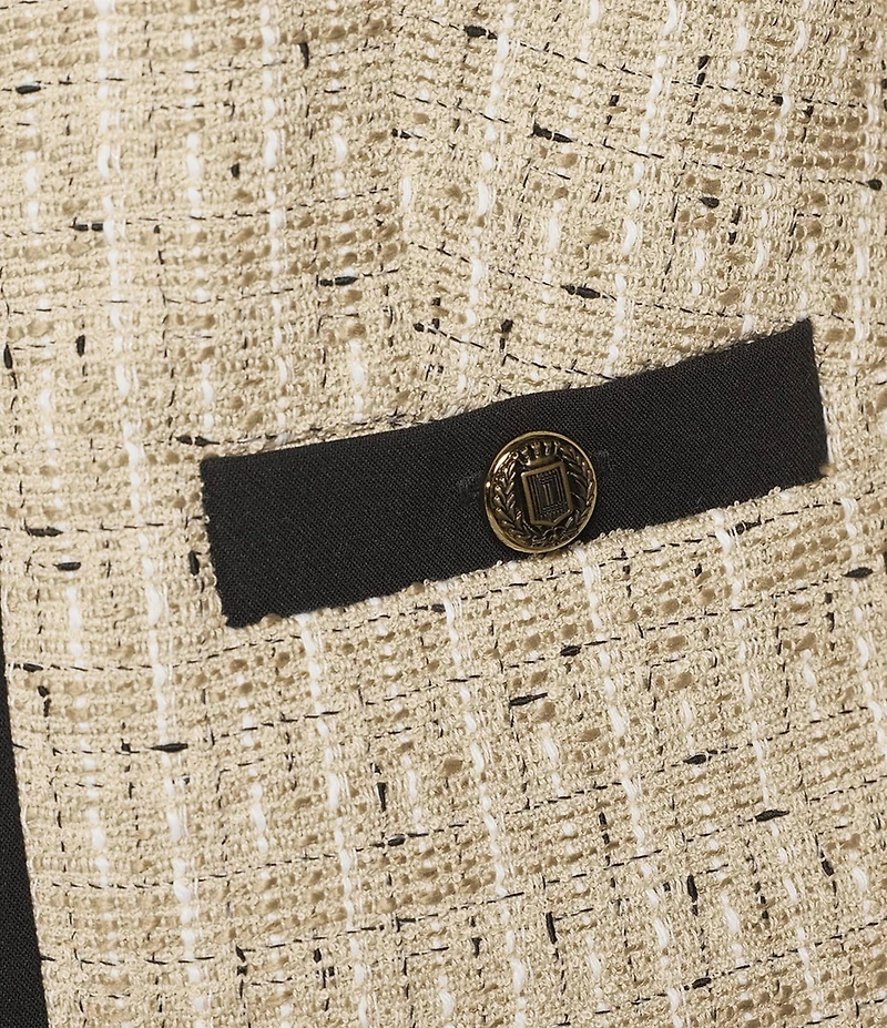 KARL LAGERFELD PARIS Coordinating Tweed Open Front Framed Jacket