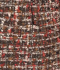 KARL LAGERFELD PARIS Tweed Print Notch Collar 3/4 Scrunch Sleeve Coordinating Jacket