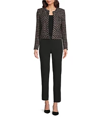 KARL LAGERFELD PARIS Tweed Round Neck Long Sleeve Jacket