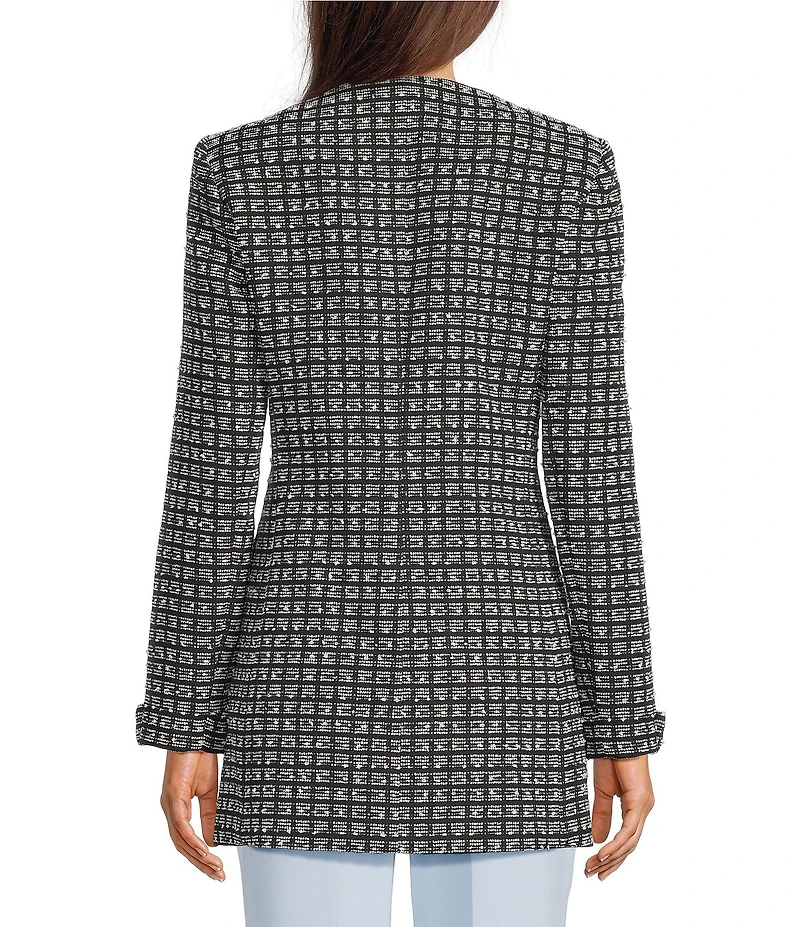 KARL LAGERFELD PARIS Tweed Round Neck Long Sleeve Jacket