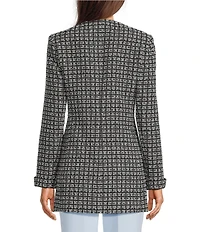 KARL LAGERFELD PARIS Tweed Round Neck Long Sleeve Jacket