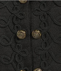 KARL LAGERFELD PARIS Tweed Round Neck Long Sleeve Rope Trim Jacket