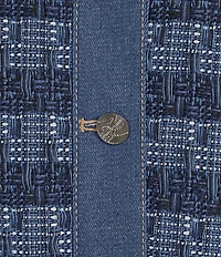 KARL LAGERFELD PARIS Tweed Stretch Denim Round Neck Long Sleeve Coordinating Jacket