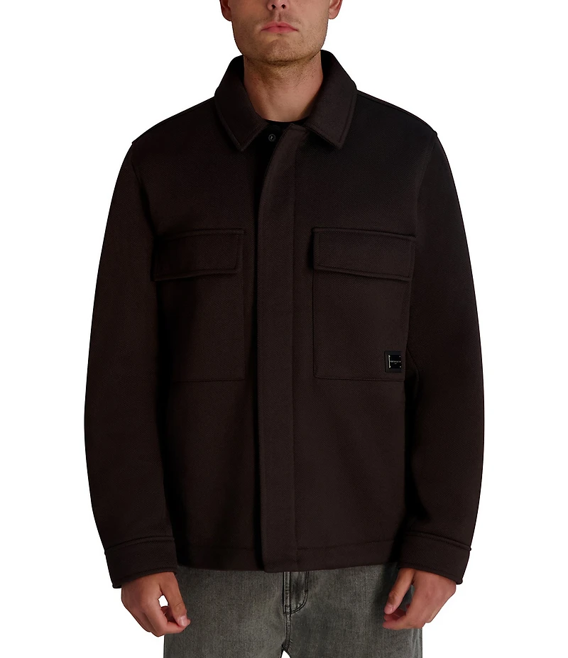 KARL LAGERFELD PARIS Twill Collared Shirt Jacket