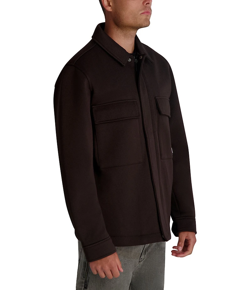 KARL LAGERFELD PARIS Twill Collared Shirt Jacket