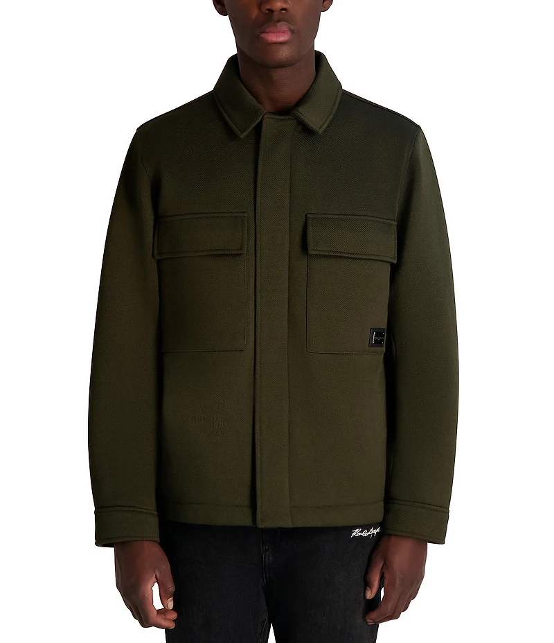 KARL LAGERFELD PARIS Twill Collared Shirt Jacket