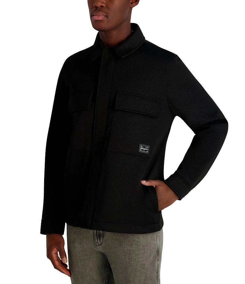 KARL LAGERFELD PARIS Twill Collared Shirt Jacket