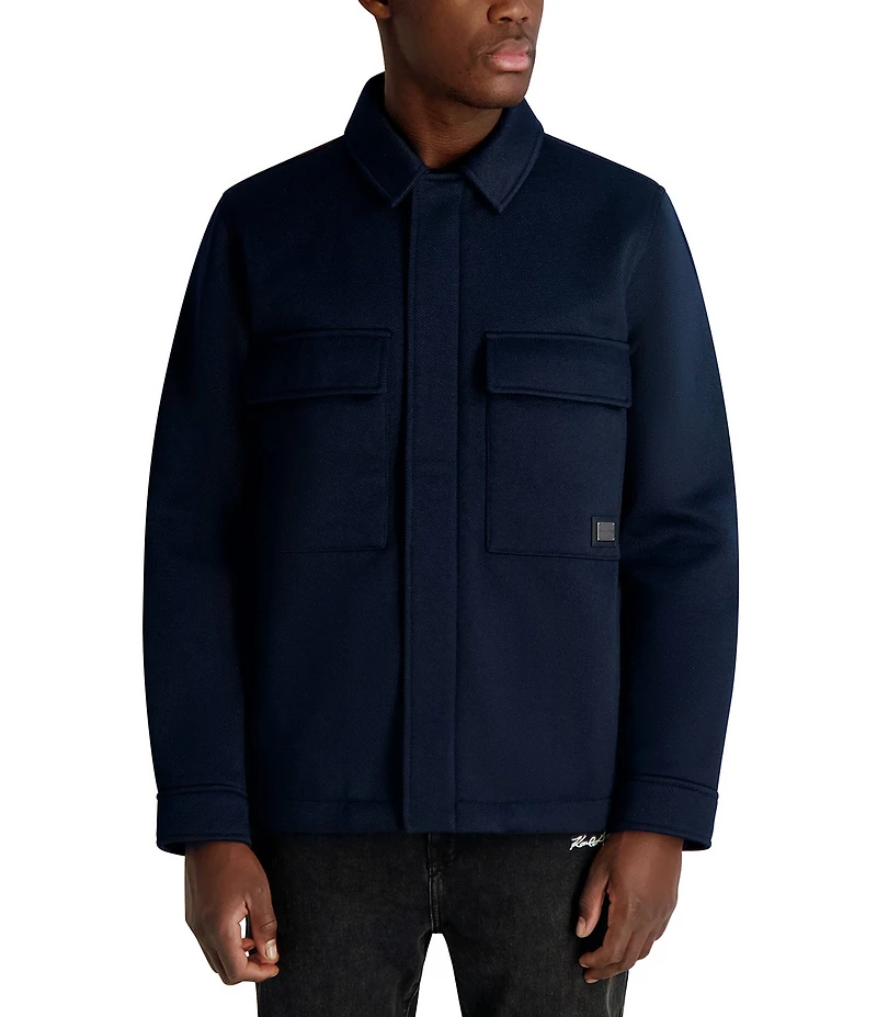 KARL LAGERFELD PARIS Twill Collared Shirt Jacket