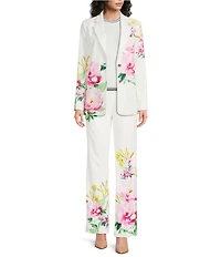 KARL LAGERFELD PARIS Twill Floral Straight Leg Pants