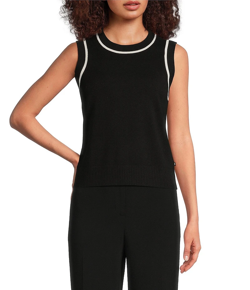 KARL LAGERFELD PARIS Crew Neck Sleeveless Sweater Tank