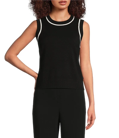KARL LAGERFELD PARIS Crew Neck Sleeveless Sweater Tank