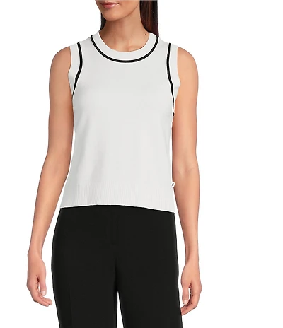 KARL LAGERFELD PARIS Crew Neck Sleeveless Sweater Tank