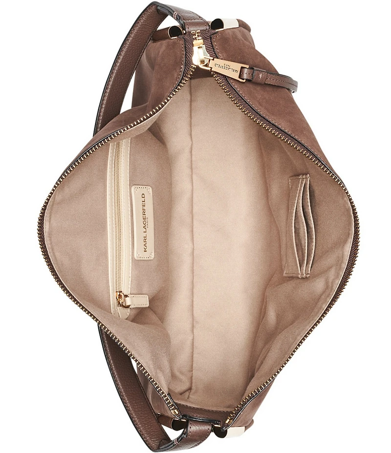 KARL LAGERFELD PARIS Valerie Suede Hobo Shoulder Bag