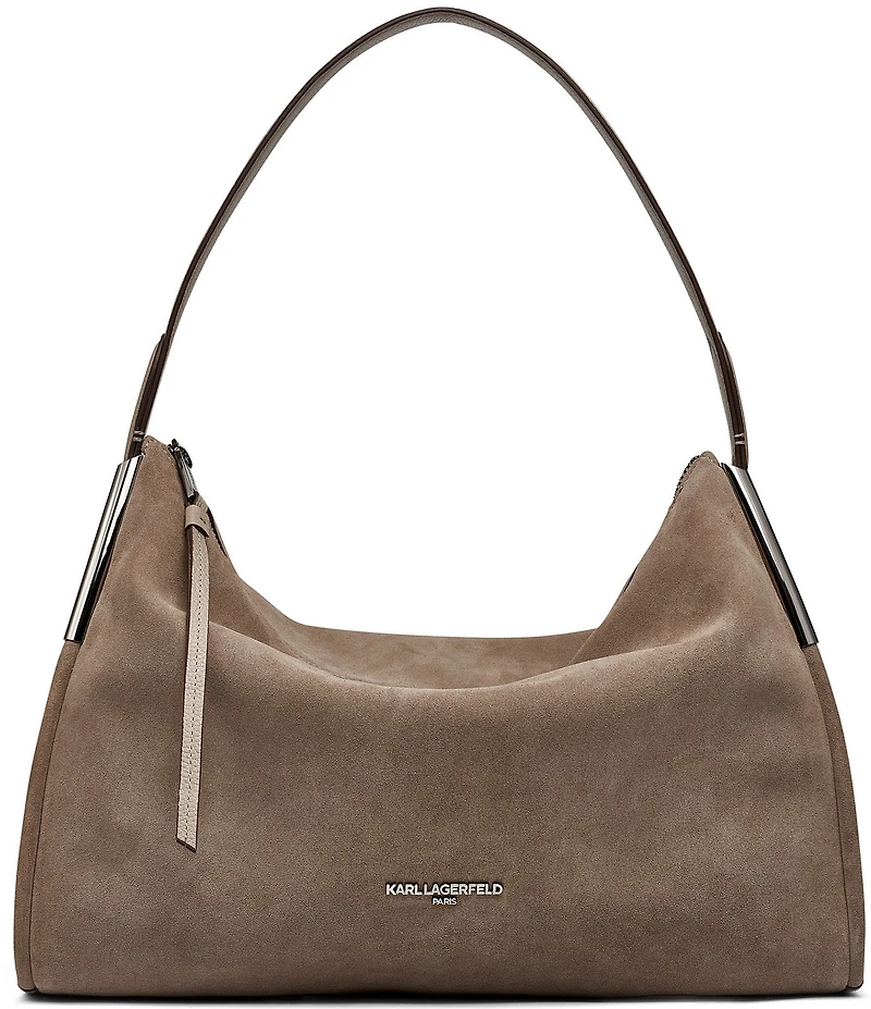 KARL LAGERFELD PARIS Valerie Suede Hobo Shoulder Bag