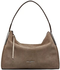 KARL LAGERFELD PARIS Valerie Suede Hobo Shoulder Bag