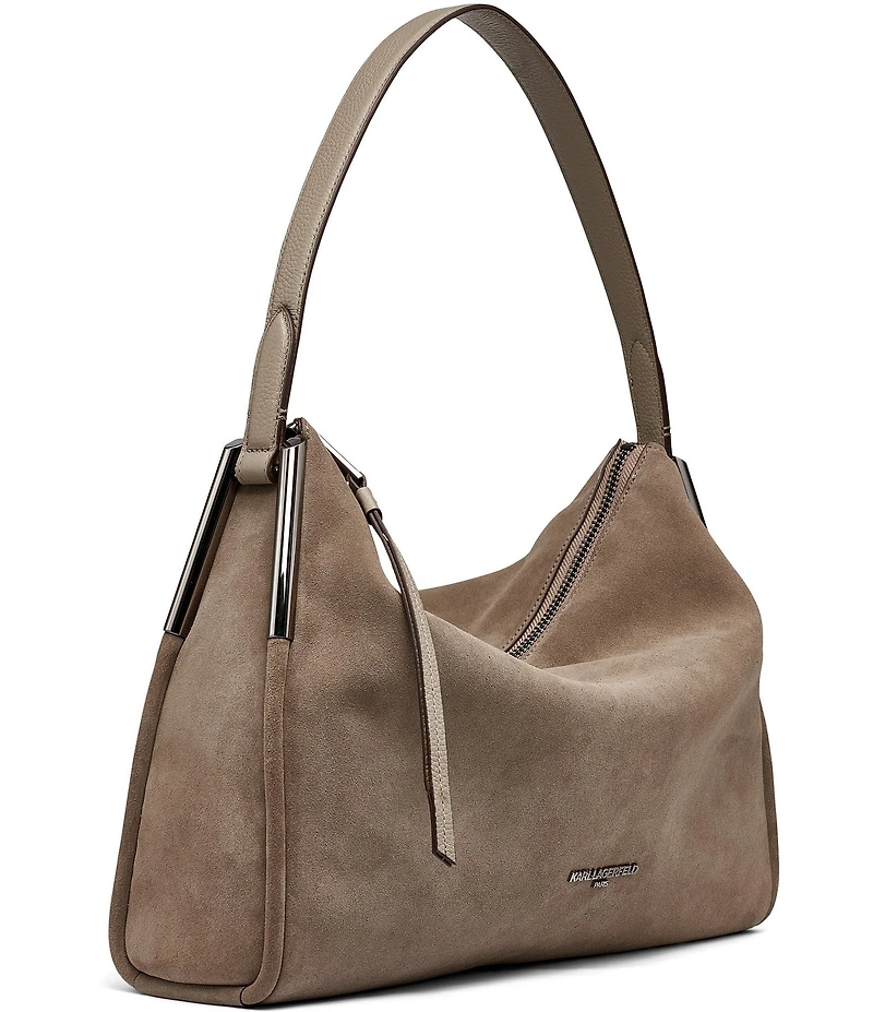 KARL LAGERFELD PARIS Valerie Suede Hobo Shoulder Bag