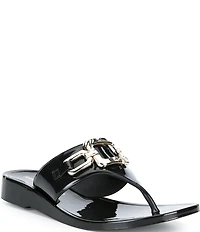 KARL LAGERFELD PARIS Vardice Jelly Bit Chain Thong Slide Sandals