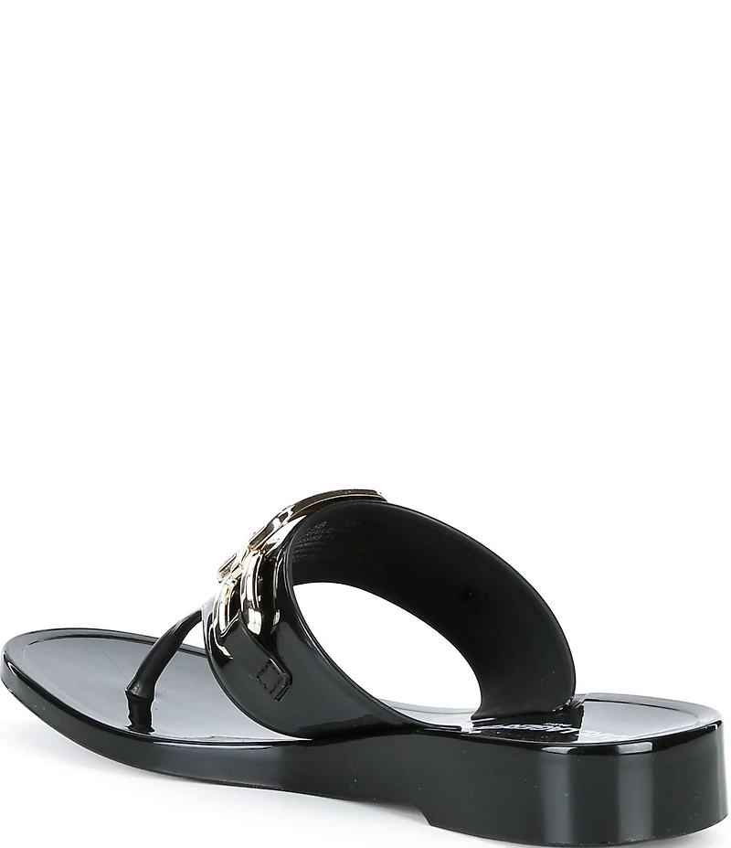 KARL LAGERFELD PARIS Vardice Jelly Bit Chain Thong Slide Sandals