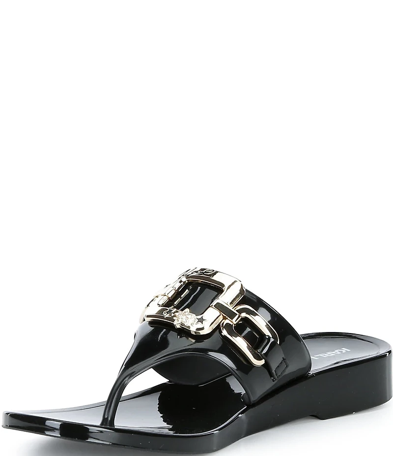 KARL LAGERFELD PARIS Vardice Jelly Bit Chain Thong Slide Sandals