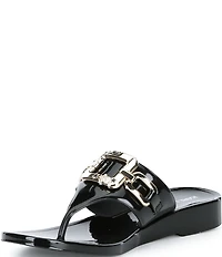 KARL LAGERFELD PARIS Vardice Jelly Bit Chain Thong Slide Sandals