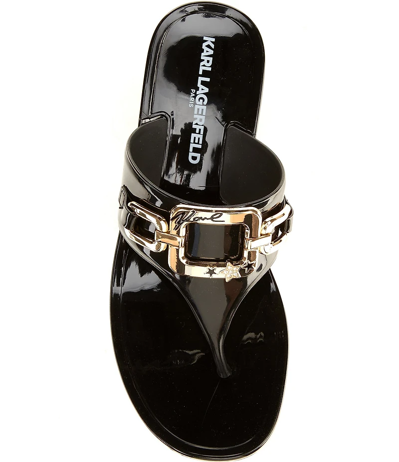 KARL LAGERFELD PARIS Vardice Jelly Bit Chain Thong Slide Sandals
