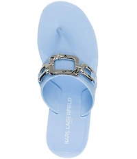 KARL LAGERFELD PARIS Vardice Jelly Bit Chain Thong Slide Sandals