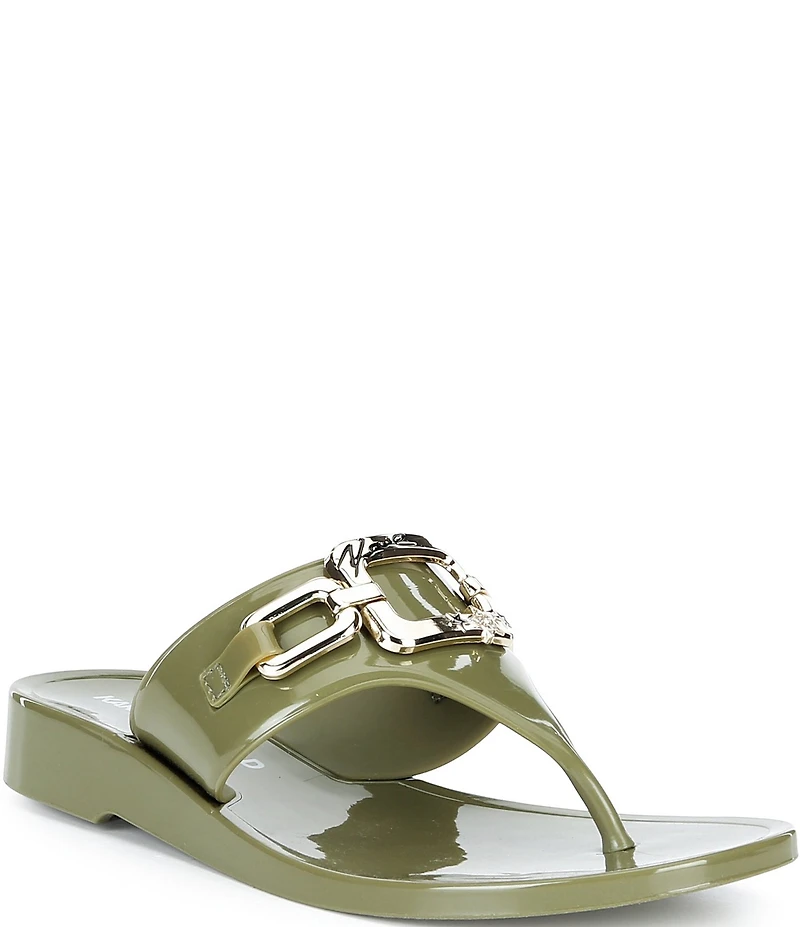KARL LAGERFELD PARIS Vardice Jelly Bit Chain Thong Slide Sandals