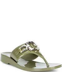 KARL LAGERFELD PARIS Vardice Jelly Bit Chain Thong Slide Sandals