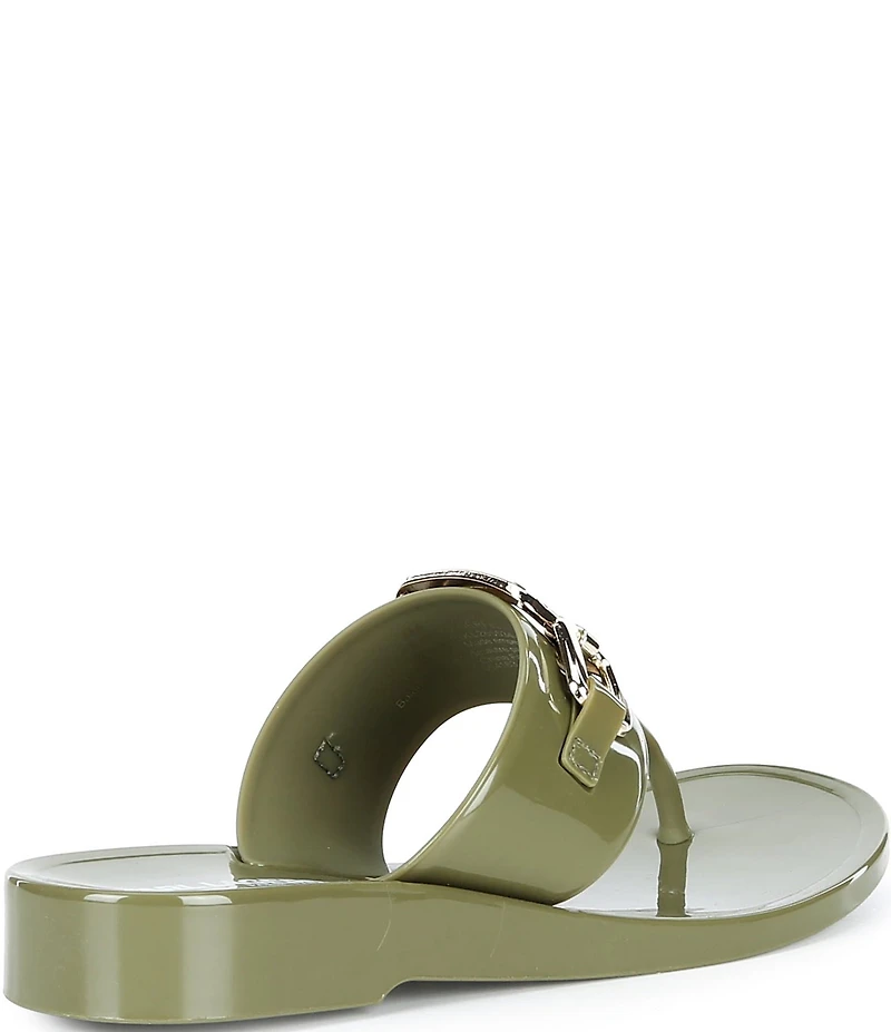 KARL LAGERFELD PARIS Vardice Jelly Bit Chain Thong Slide Sandals