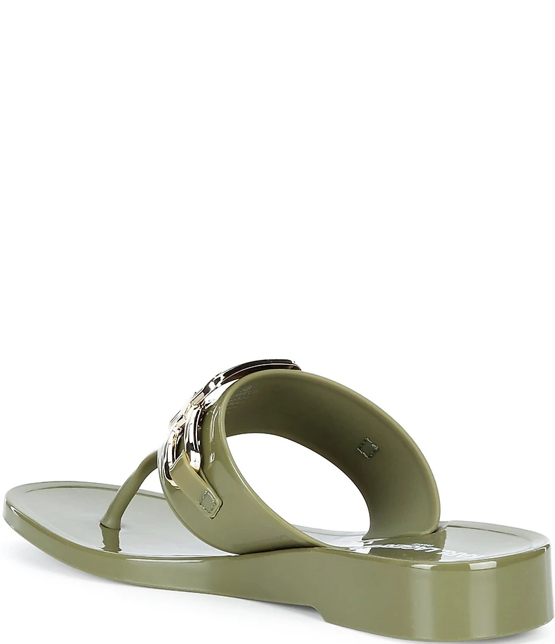 KARL LAGERFELD PARIS Vardice Jelly Bit Chain Thong Slide Sandals