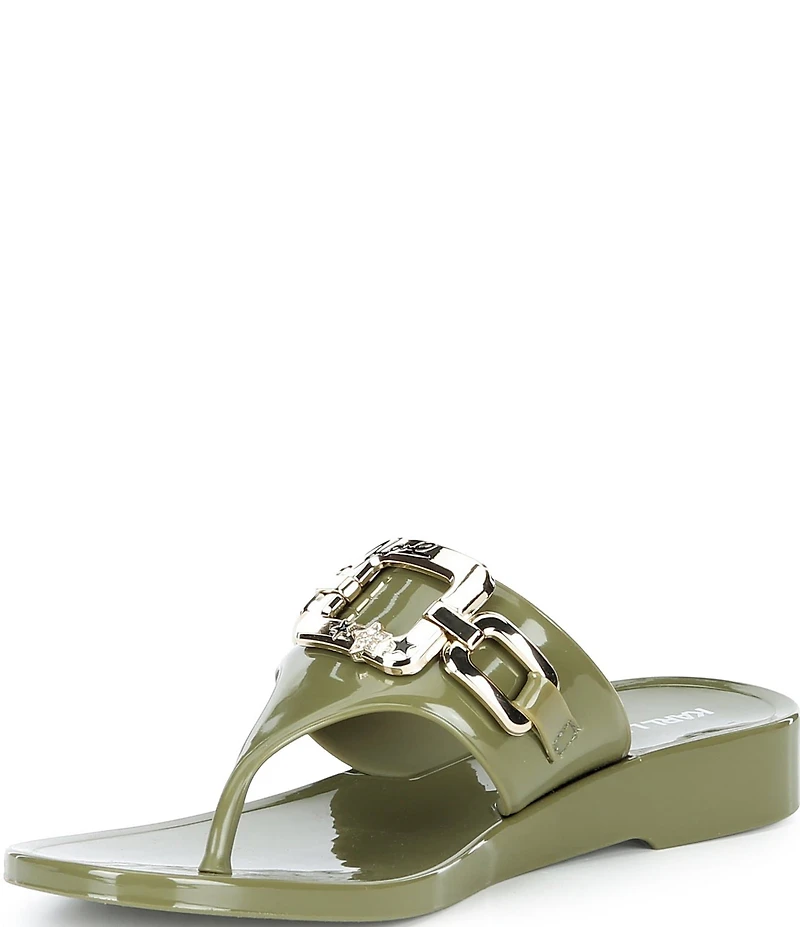 KARL LAGERFELD PARIS Vardice Jelly Bit Chain Thong Slide Sandals