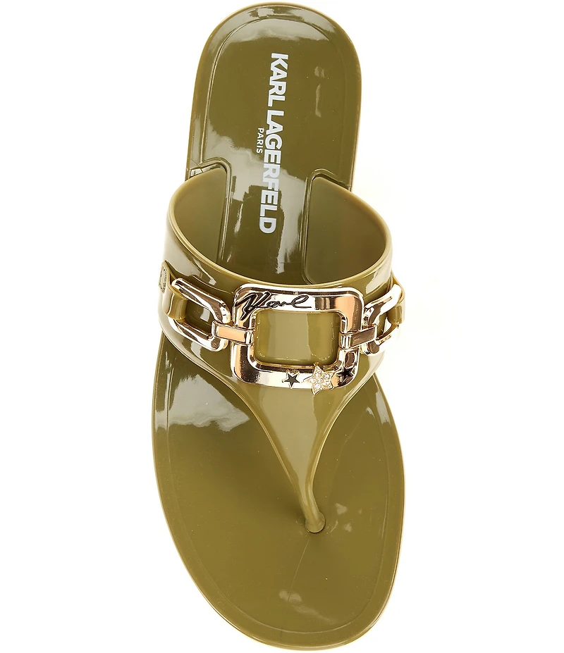 KARL LAGERFELD PARIS Vardice Jelly Bit Chain Thong Slide Sandals