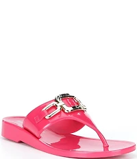 KARL LAGERFELD PARIS Vardice Jelly Bit Chain Thong Slide Sandals