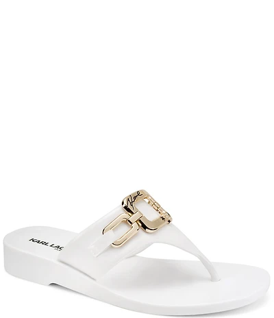 KARL LAGERFELD PARIS Vardice Jelly Bit Chain Thong Slide Sandals