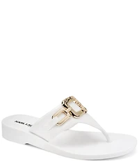 KARL LAGERFELD PARIS Vardice Jelly Bit Chain Thong Slide Sandals