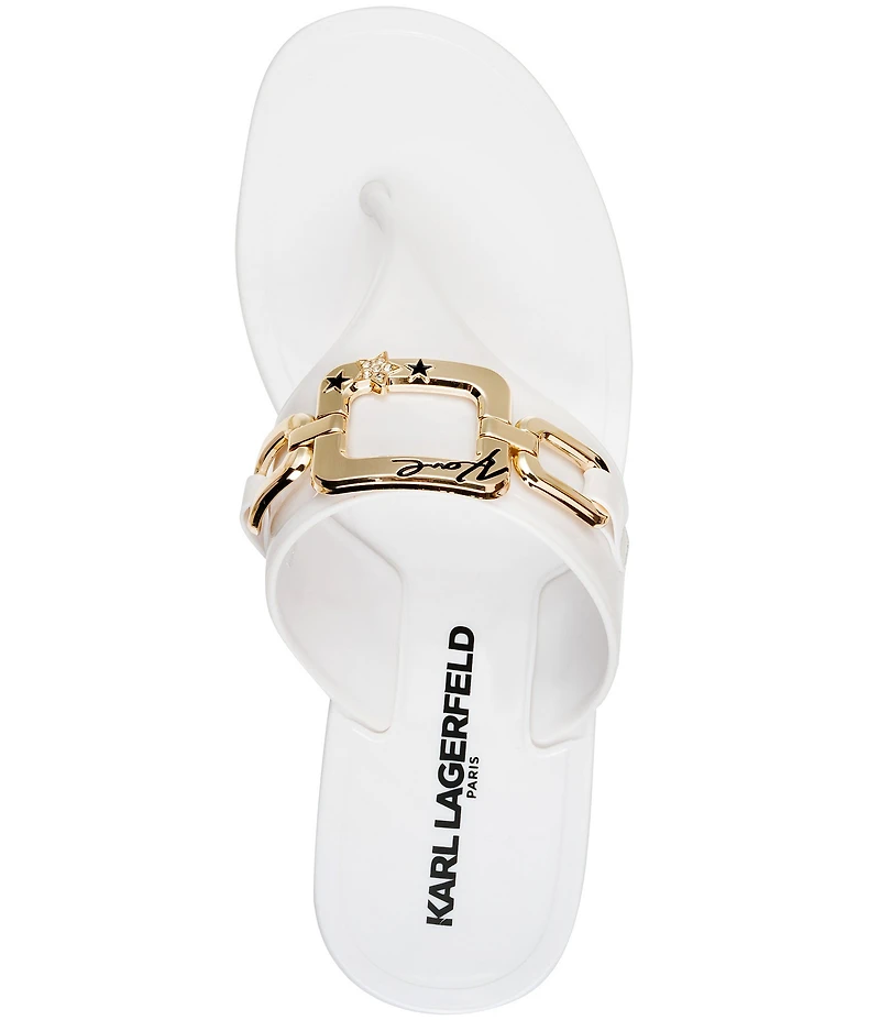 KARL LAGERFELD PARIS Vardice Jelly Bit Chain Thong Slide Sandals