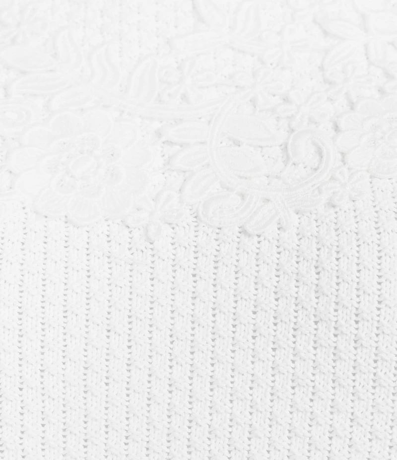 KARL LAGERFELD PARIS Waffle Knit Round Neck Short Sleeve Top