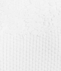 KARL LAGERFELD PARIS Waffle Knit Round Neck Short Sleeve Top