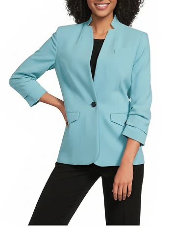 KARL LAGERFELD PARIS Woven Collarless 3/4 Sleeve Suiting Jacket