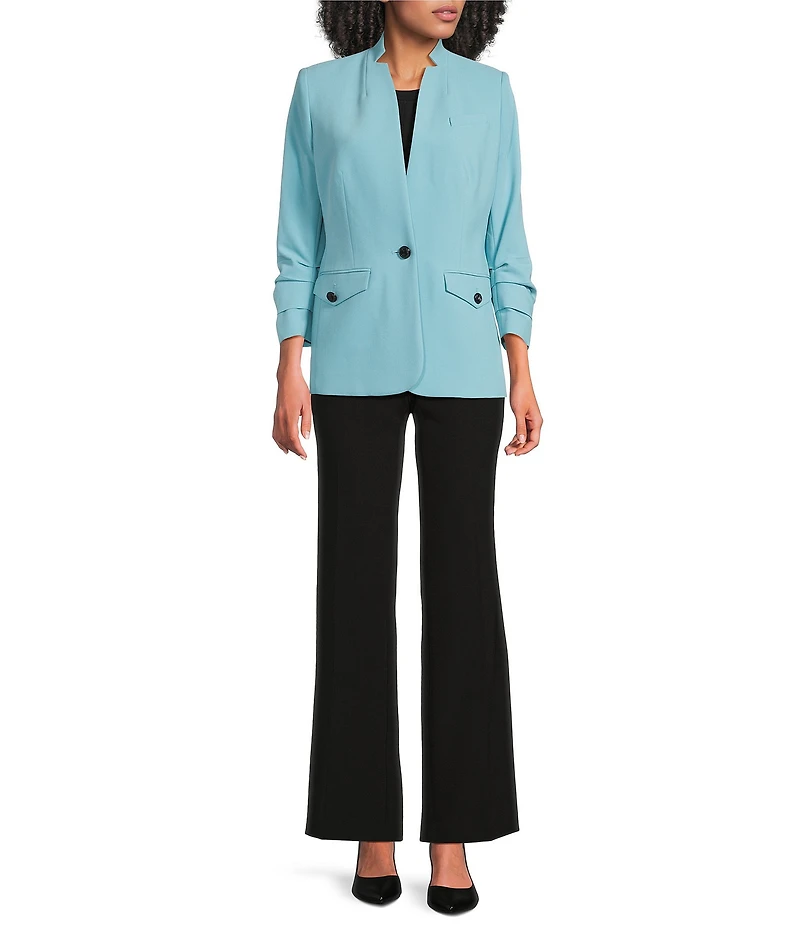 KARL LAGERFELD PARIS Woven Collarless 3/4 Sleeve Suiting Jacket